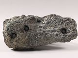 a rock with holes in it on a white surface