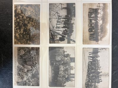 several old black and white photos of a bunch of people