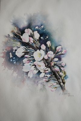 Marie France LABELLE, Cerisier des remparts, Aquarelle, 42 x…