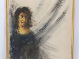 an image of a painting of a woman in a black dress