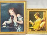 tableau représentant une femme en train de lire un livre, à côté d'un tableau représentant une femme en train de lire un livre