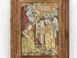 an old painting of a man and woman in a room