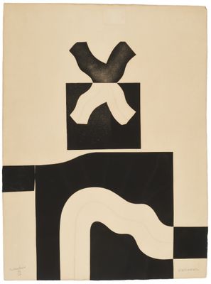 une image représentant un tableau en noir et blanc sur lequel est posé un oiseau