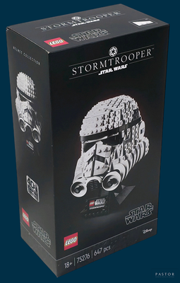 a box with a lego star wars stormtrooper helmet on it