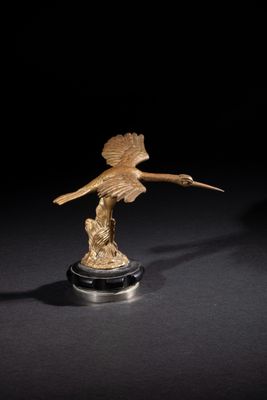 CIGOGNE Signé E. FAMIN Mascotte automobile en bronze - circa…
