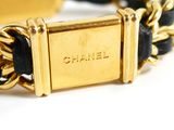 chanel gold plated black leather chain bracelet
