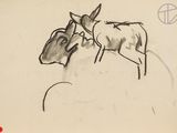 drawing of a donkey and a cow on a white background
