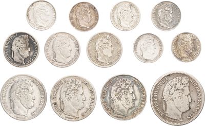 a close up of a bunch of coins on a white surface