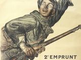 une vieille affiche représentant un soldat, un fusil à la main