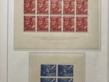 two different stamps on a piece of paper with a red and blue design