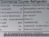 an image of a label for a commercial counter refrigerator