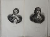 an old book with two portraits of a man and a woman
