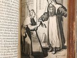 an open book with a picture of a man and a woman shaking hands