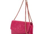 a chanel pink leather shoulder bag