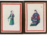 pair of chinese watercolor paintings of a woman and a man