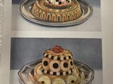 two pictures of a cake on a plate in a book