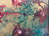 painting of a painting of flowers in a vase on a table