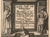 un vieux livre sur lequel figure l'image d'un homme assis sur un banc devant une horloge
