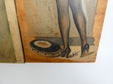 a picture of a painting of a woman in stockings and high heels
