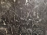 a black and white drawing of a group of people