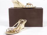 Sandales à talons compensés en cuir doré pour femme de Louis Vuitton