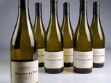 six bouteilles de vin sont alignées sur une table