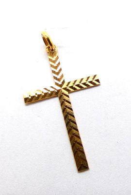 Pendentif en or jaune 750 °/°° (18k) en forme de croix à mot… - Photo 1