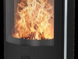 an image of a black stove with a fire inside of it
