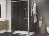 une salle de bains avec une douche à l'italienne à côté des toilettes