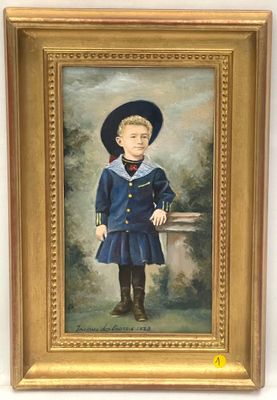painting of a young boy in a sailor ' s outfit and hat