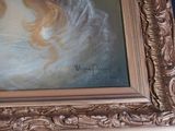 a picture of a painting of a woman in a white dress