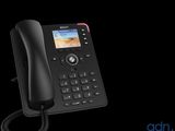Gros plan sur un téléphone filaire sur fond noir