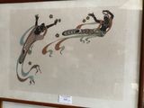 a picture of a picture of two geckoles on a wall