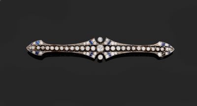 BARRETTE en or blanc, la monture ajourée sertie à grains de diamants e - Photo 1