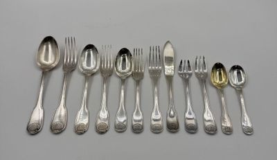 CHRISTOFLE- Modèle Coquilles Partie de ménagère en métal arg…