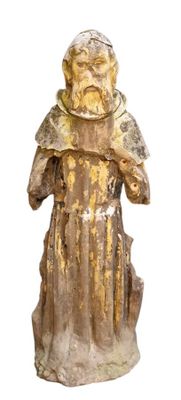 une statue représentant un homme barbu vêtu d'une robe