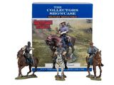 the collectors show case contains three figurines of men on horses