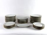 a lot of plates that are stacked on top of each other