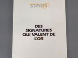 a close up of a book with a star on it