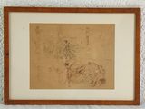 an image of a drawing of a horse and a dog in a frame