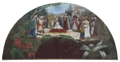 an image of a painting of a group of people on a stage