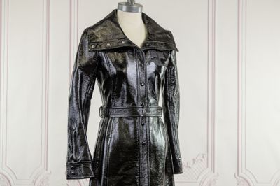 black leather trench coat on a mannequin mannequin mannequin mannequin mannequin mannequin mannequin mannequin manne