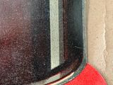 a close up of a painting of a train on a train track