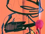 a picture of a painting of a man with a comb and scissors