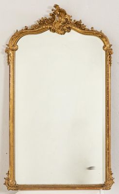 an image of a gold framed mirror hanging on a wall