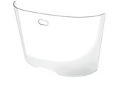 vue de profil d'un saladier en plastique transparent sur fond blanc