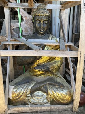 Statue de Buddha en méditation en resine dorée 105 x 80 x 16…