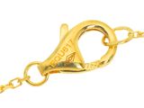 the gold chain has a heart shaped clasp on it