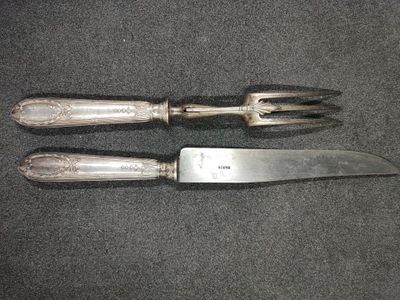 1 Couvert à gigot Argent fourré Minerve lame Métal décor aux…