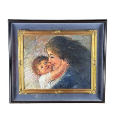 peinture d'une femme tenant un bébé dans ses bras